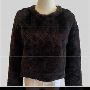 Zara Black Cropped Fuzzy Sweater S